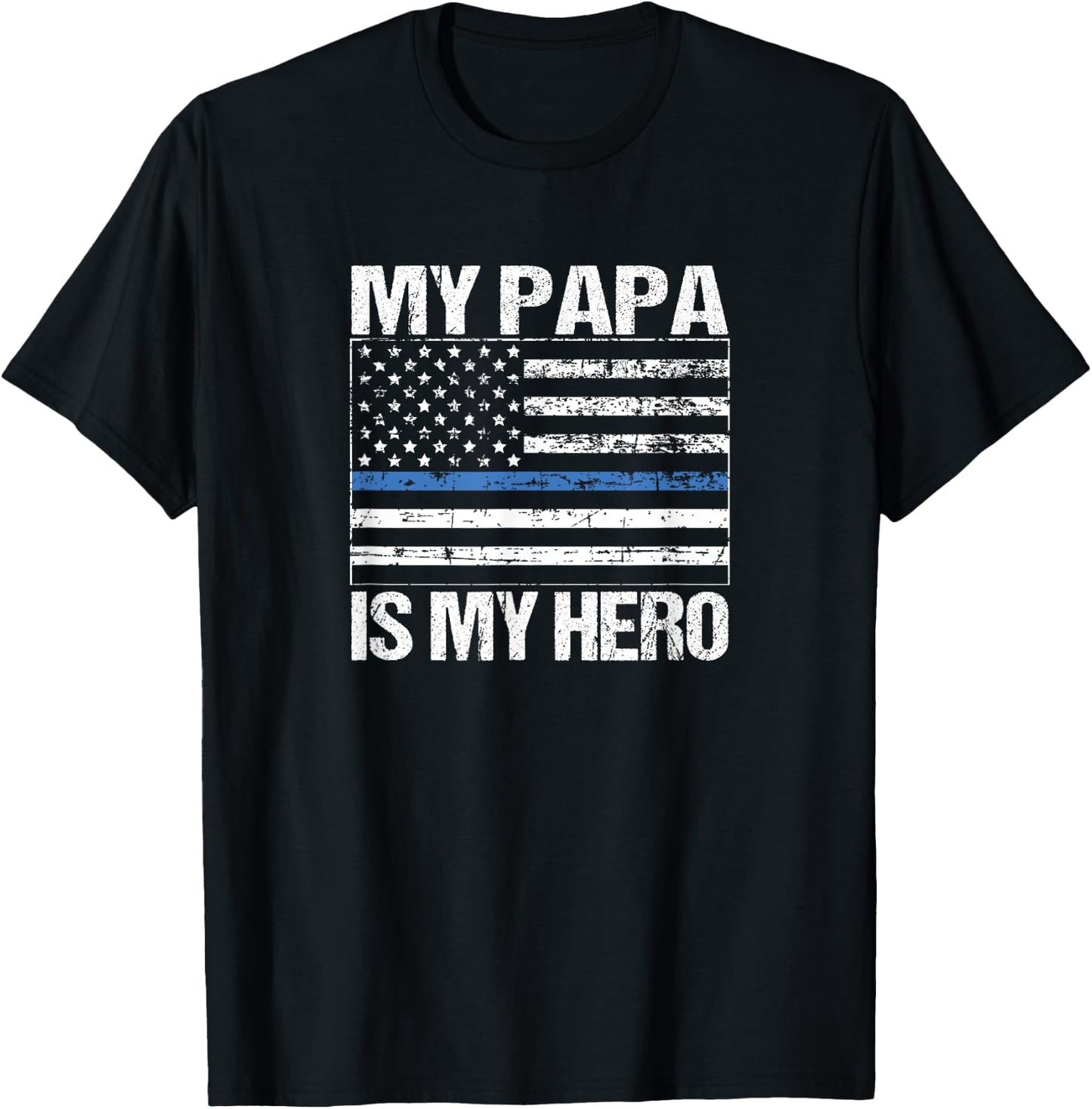 My Papa Hero Police Officer Grandson Granddaughter T-Shirt - T-Shirt | Black