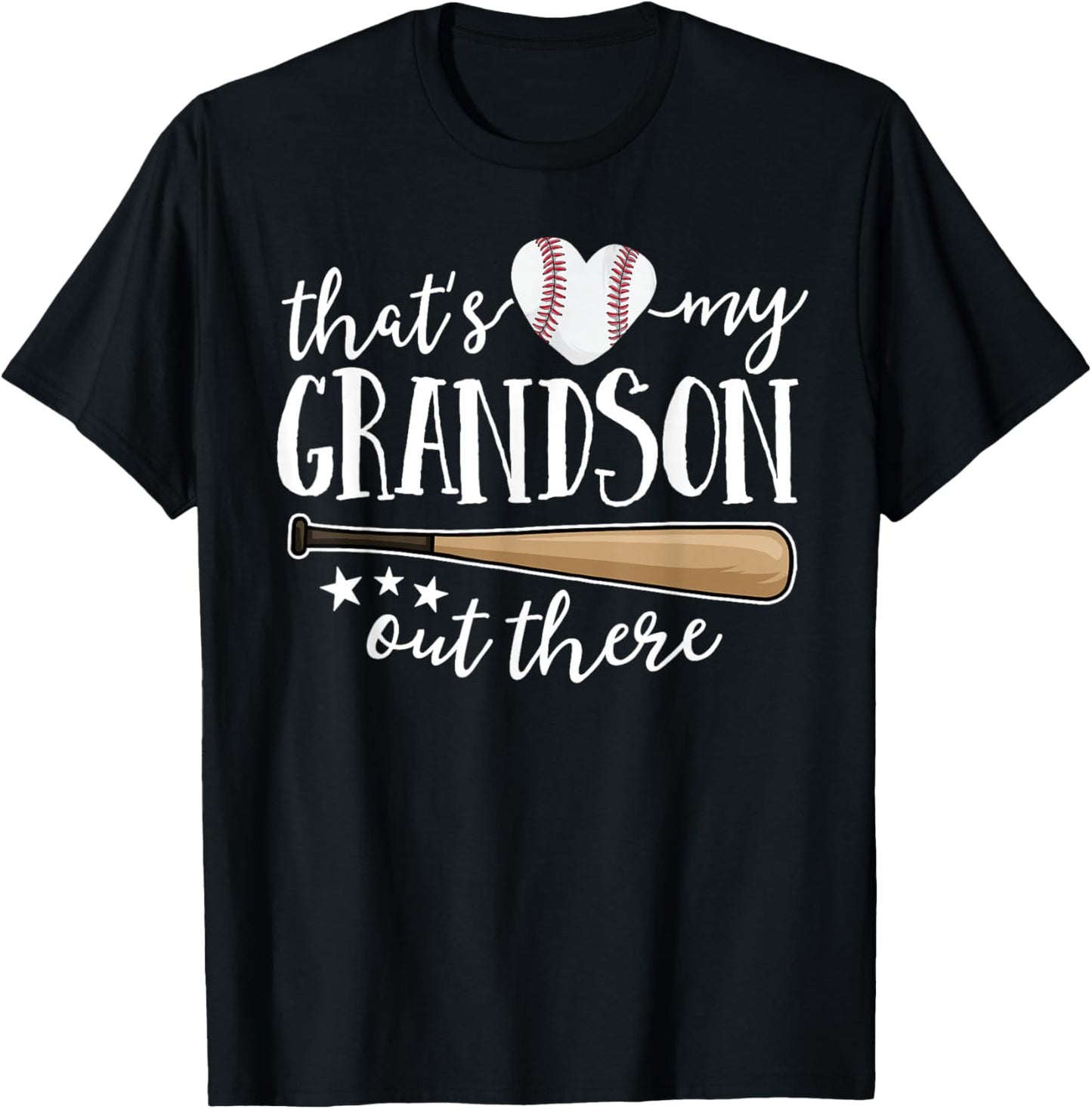 That's My Grandson Out There Gift Women Baseball Grandma T-Shirt - T-Shirt | Black