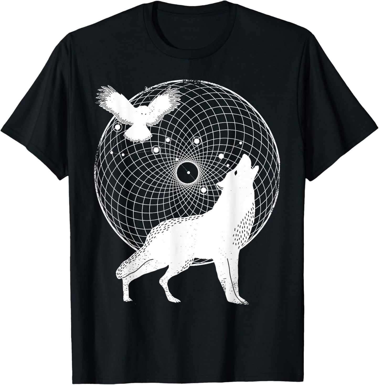 The Dharma Store - Torus Wolf - Sacred Geometry T-Shirt - T-Shirt | Black