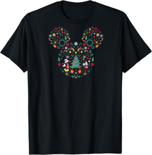 Disney Mickey and Friends Christmas Icon Mix Mouse Ears Raglan Baseball T-Shirt - T-Shirt | Black