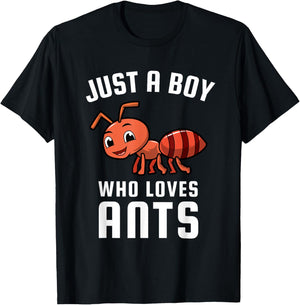 Just a Boy Who Loves Ants T-Shirt - T-Shirt | Black