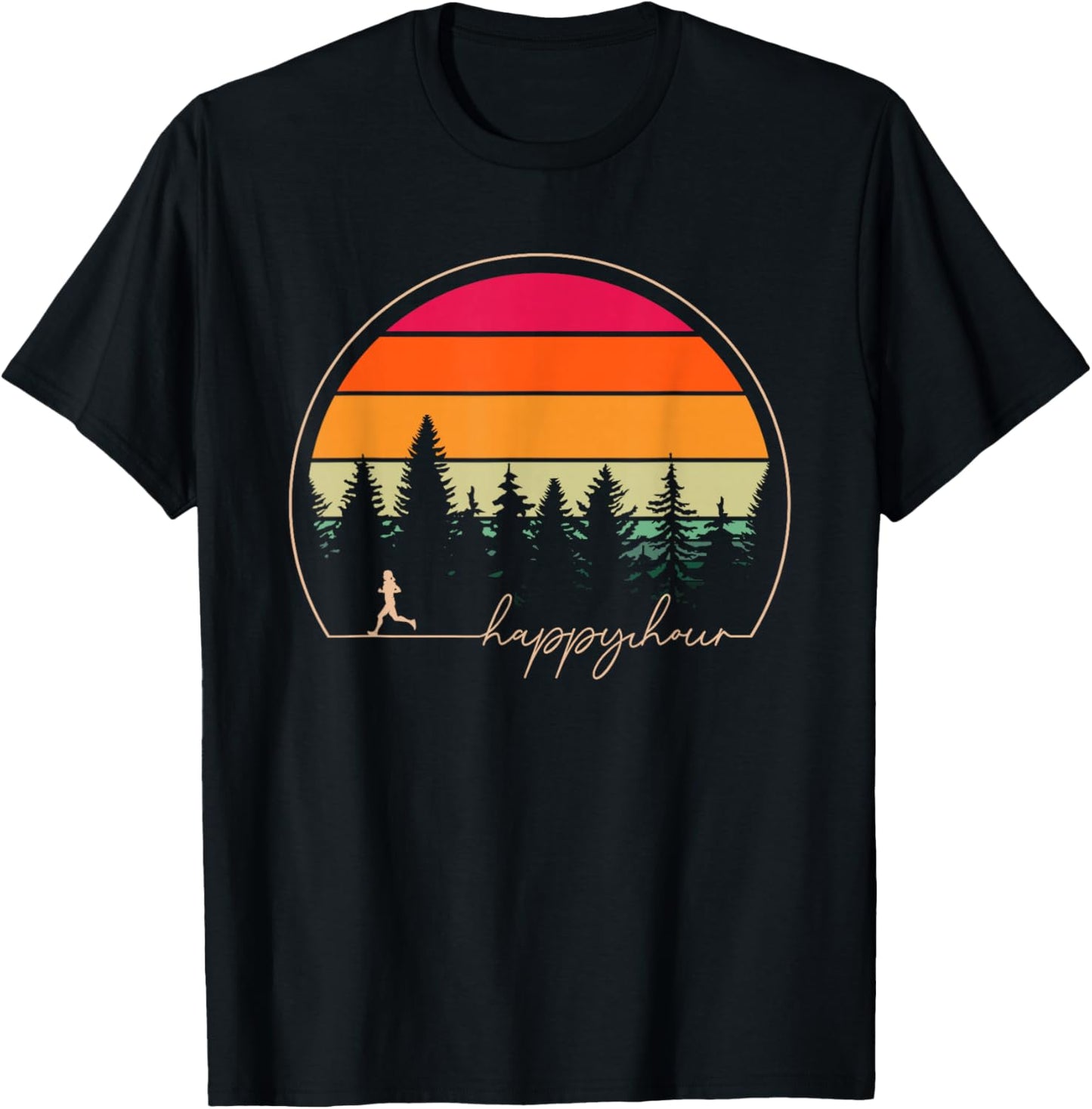 Running Is My Happy Hour Funny Runners Men Women Workout T-Shirt - T-Shirt | Black