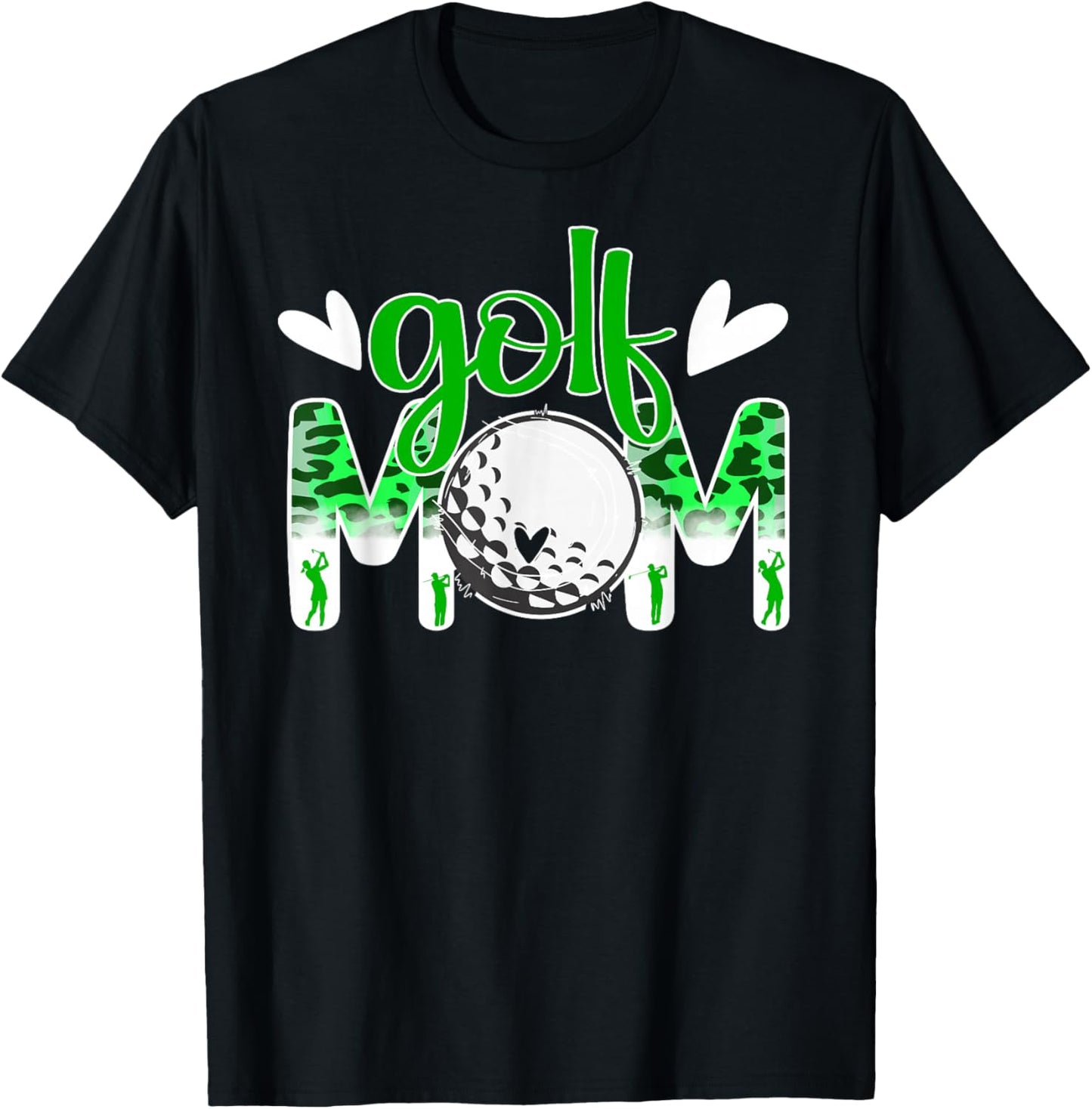 Golf Mom Leopard Golfer Mom Of A Golf Player Mama T-Shirt - T-Shirt | Black