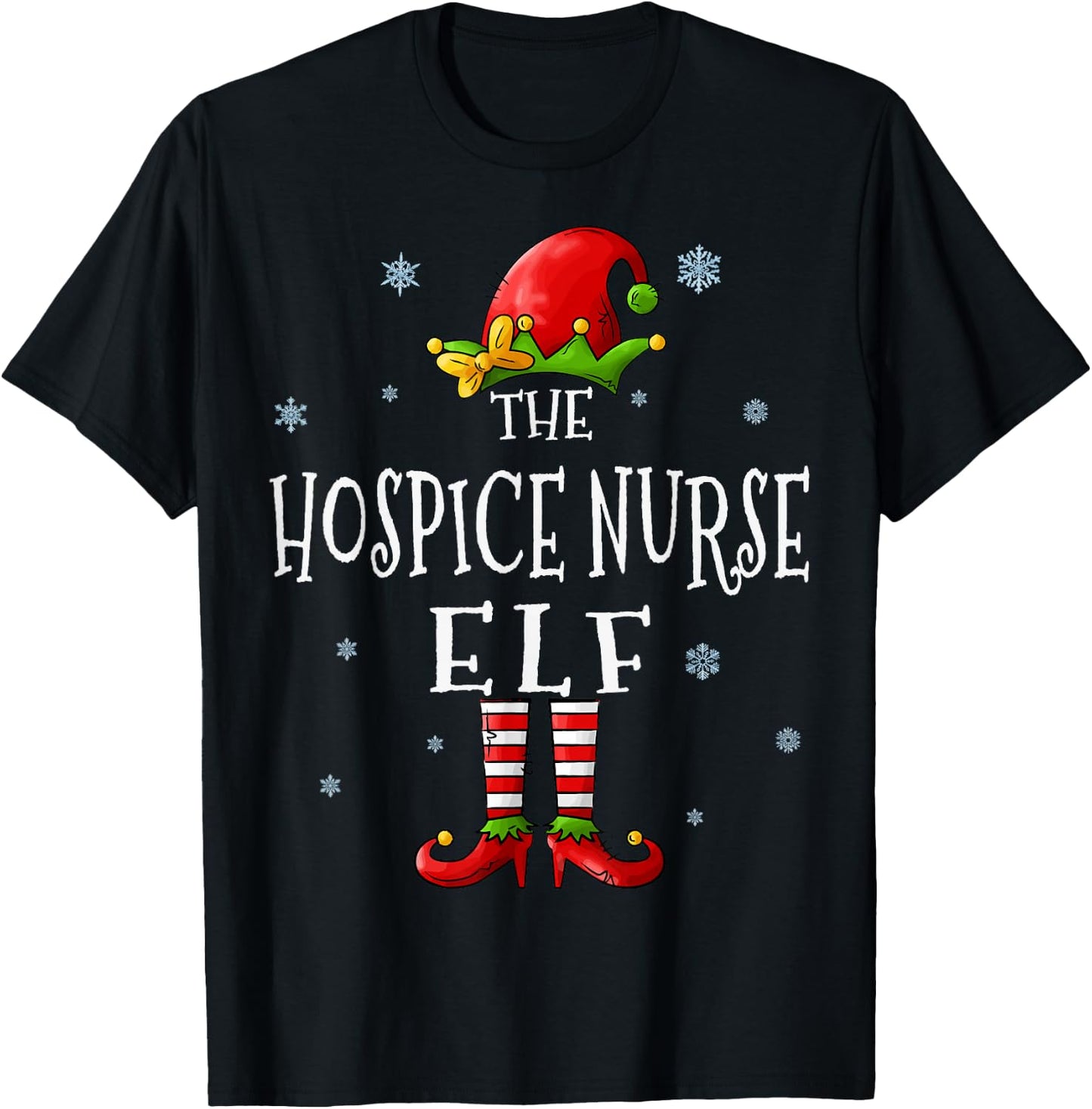 The Hospice Nurse Elf Squad Funny Groupe Matching Christmas T-Shirt - T-Shirt | Black