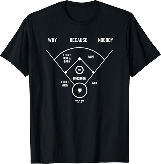 Funny Who's On First Baseball Vintage Joke Baseball Dad T-Shirt - T-Shirt | Black
