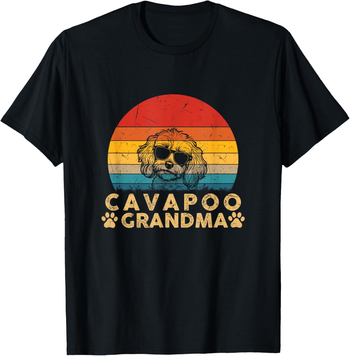 Cavapoo Grandma Vintage Dog Lover Gifts Girls Dog T-Shirt - T-Shirt | Black