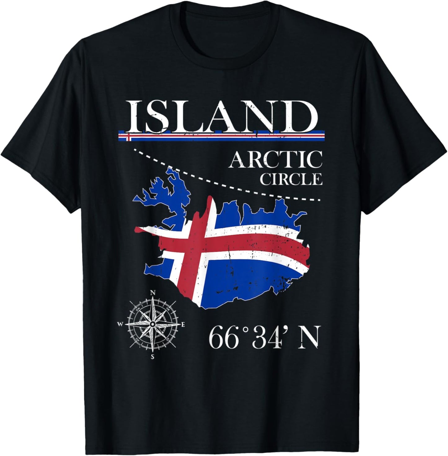 Island - Arctic Circle - Polar North Iceland Icelandic Flag T-Shirt - T-Shirt | Black
