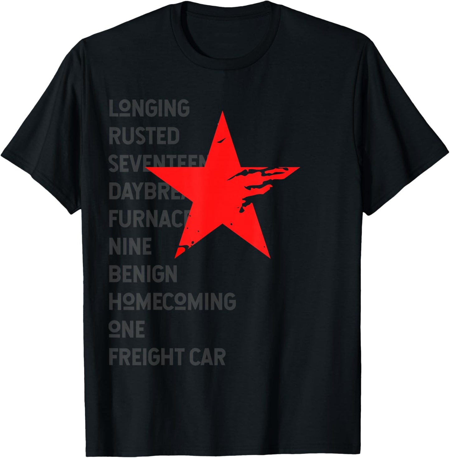 Red Soldier Trigger Words Winter Star Hero T-Shirt - T-Shirt | Black