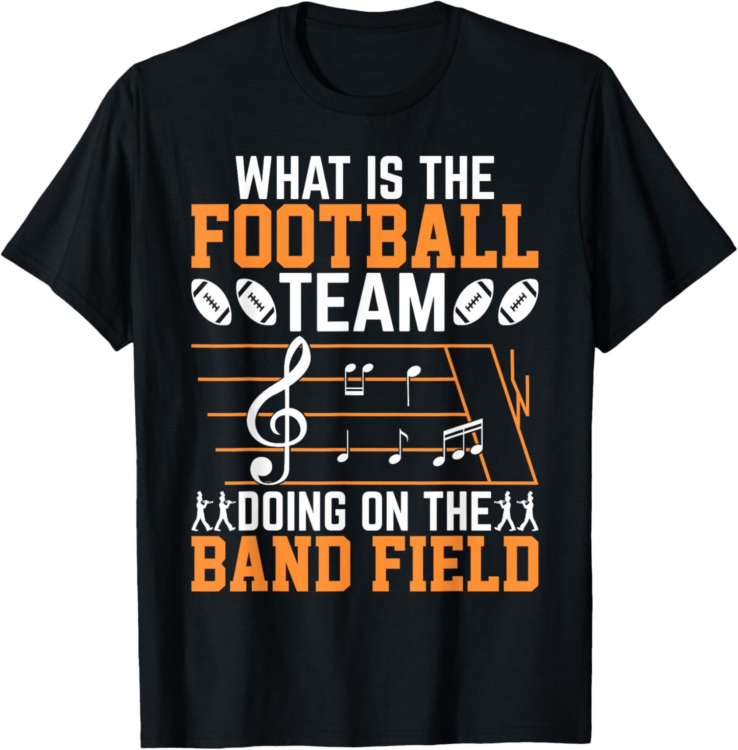 Marching Band Musician Musical Performance Gifts -Adults and Kids Black Small Football Team Doing On Band Field Modern Casual T-Shirt - T-Shirt | Black