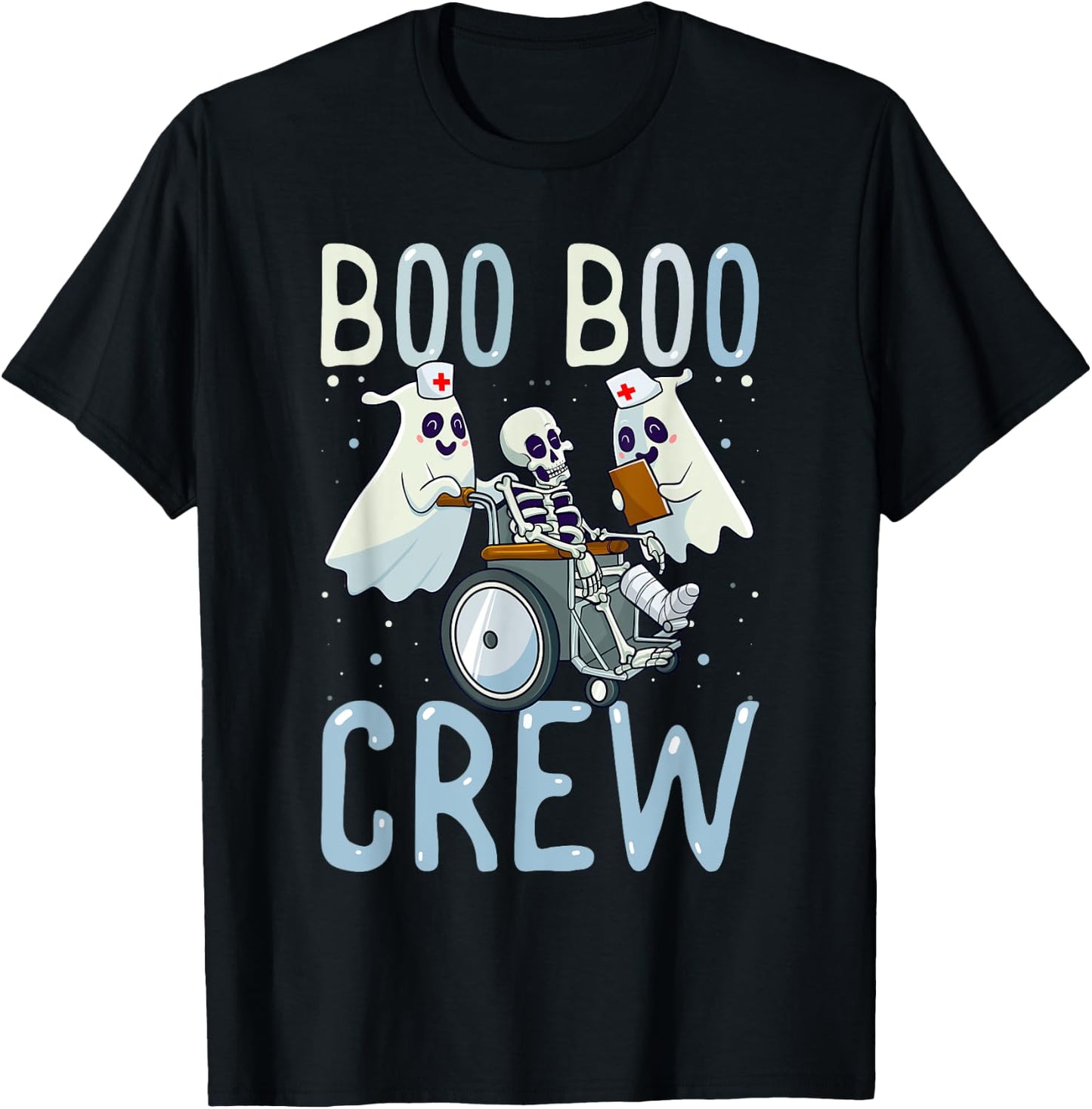 Boo Boo Crew Ghost Doctor Paramedic EMT Nurse Halloween T-Shirt - T-Shirt | Black