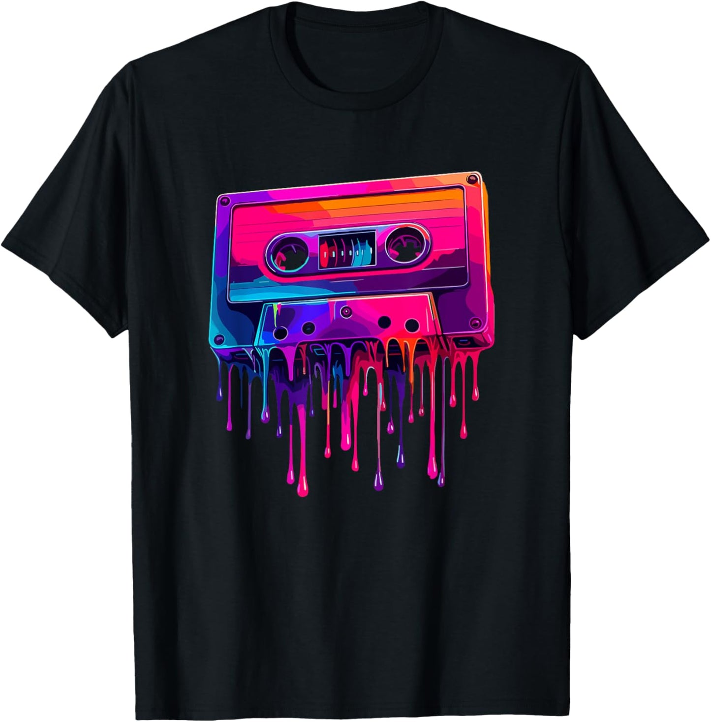 Dripping Paint Art Cassette Player Music Tape Recorder T-Shirt - T-Shirt | Black