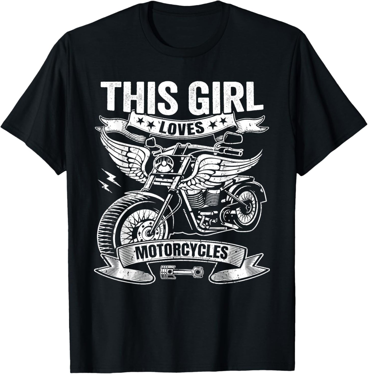 Biker Girl Motorcyclist This Girl Loves Motorcycles T-Shirt - T-Shirt | Black