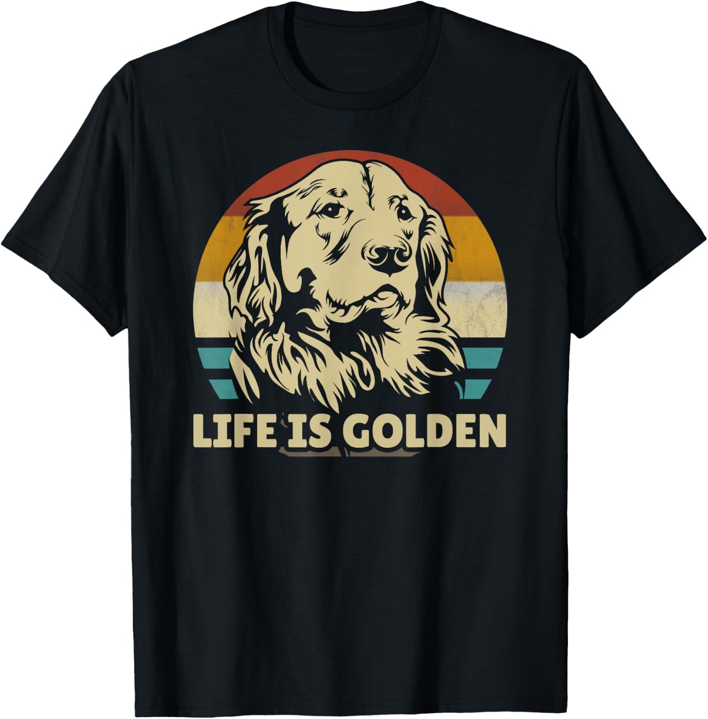 Golden Retriever Hund Life is golden retro vintage T-Shirt - T-Shirt | Black