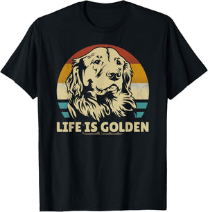 Golden Retriever Hund Life is golden retro vintage T-Shirt - T-Shirt | Black