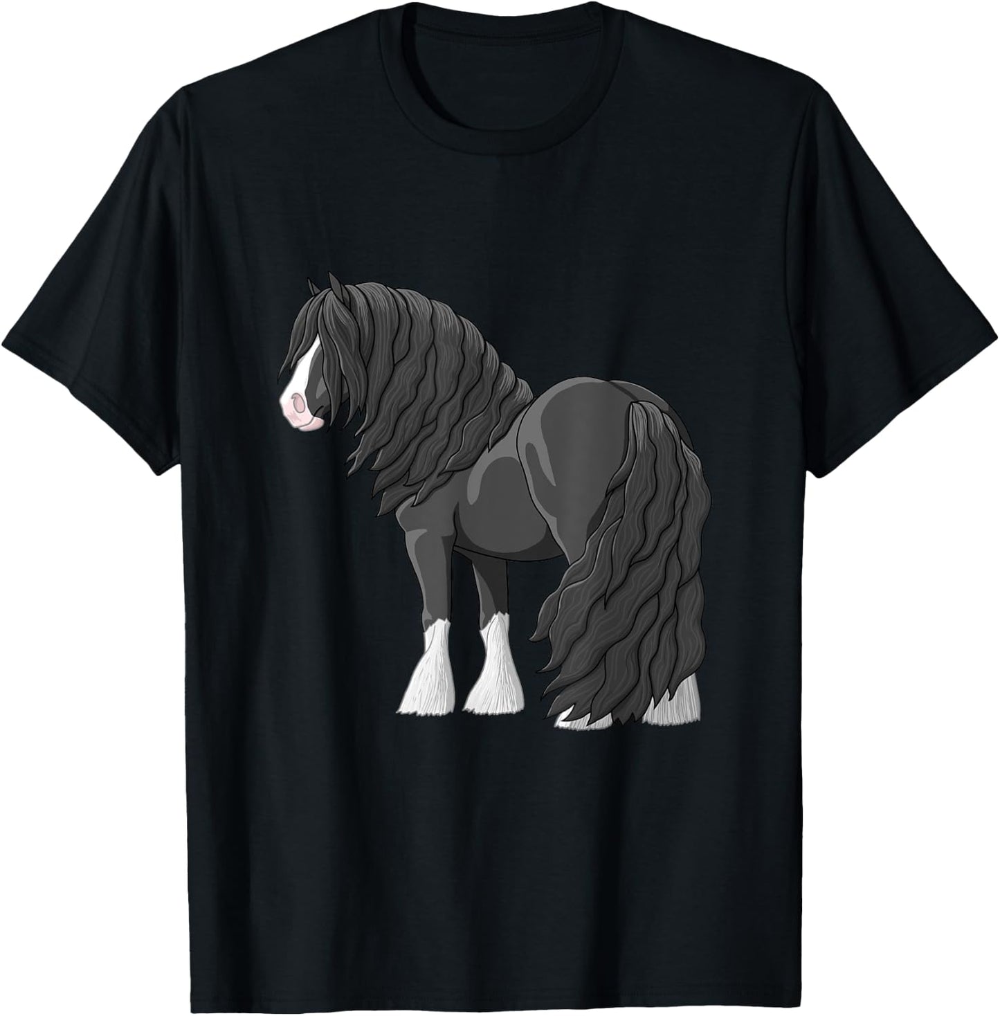 Black & White Gypsy Vanner Gypsy Cob Tinker Draft Horse T-Shirt - T-Shirt | Black