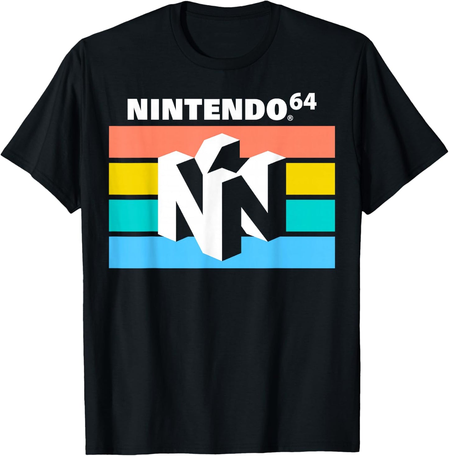 Nintendo Classic 64 Striped Logo T-Shirt - T-Shirt | Black