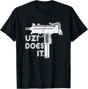 Uzi Does It Easy Does It Gun Enthusiasts T-Shirt - T-Shirt | Black
