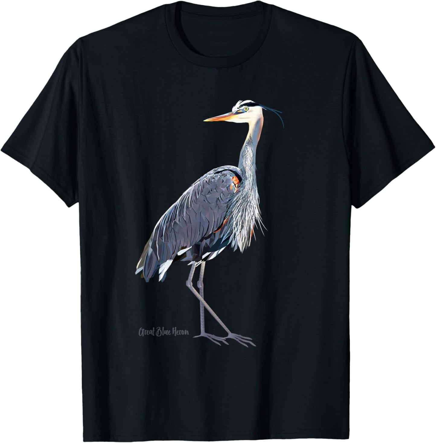 Heron Art Birder Shirt Wildlife Bird Watching T-Shirt - T-Shirt | Black