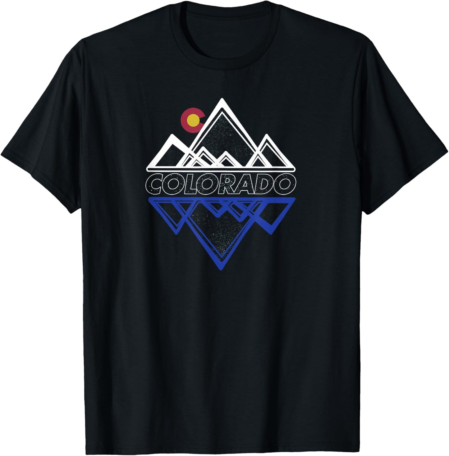 Colorado Mountains Flag Forest Design T-Shirt - T-Shirt | Black