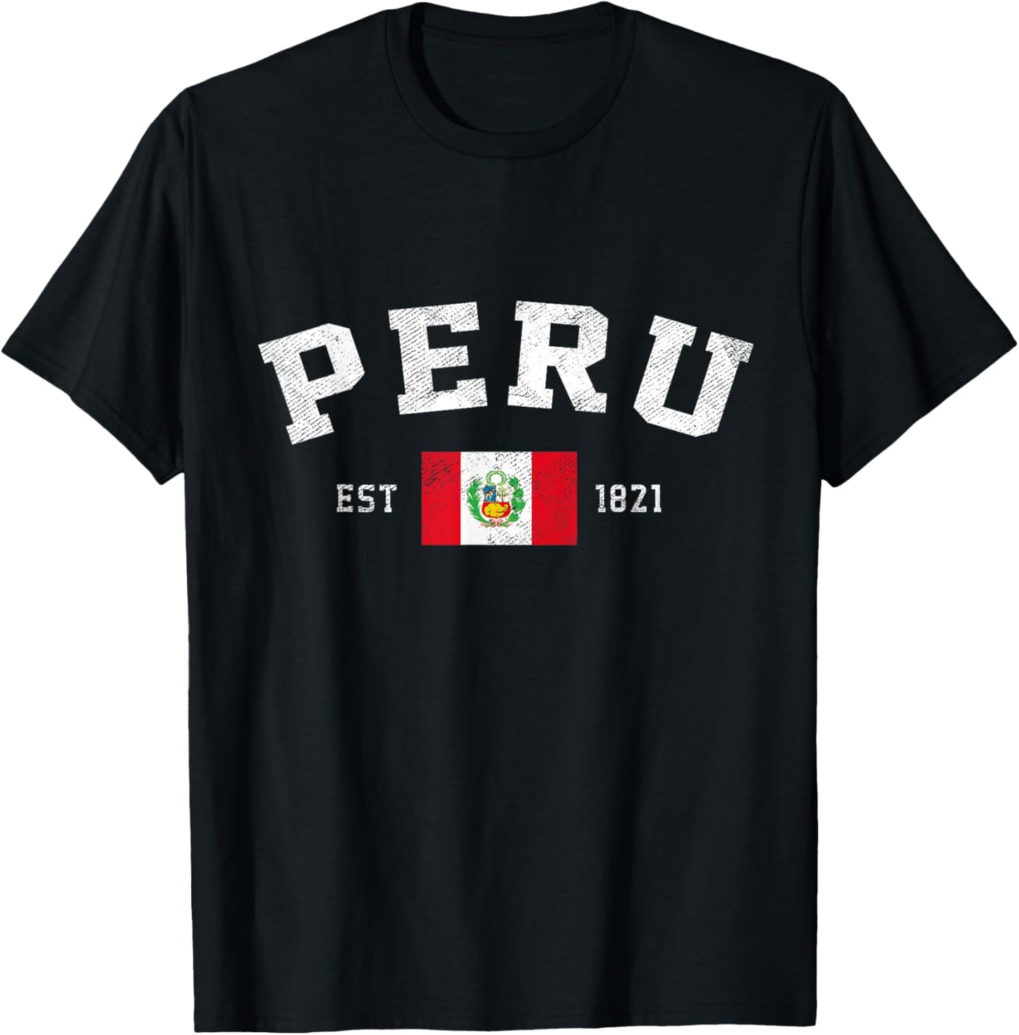 Peru Est. 1821 Peruvian Flag Independence Day T-Shirt - T-Shirt | Black