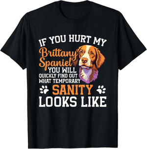 Dog If you hurt my brittany spaniel you will quickly find ou T-Shirt - T-Shirt | Black