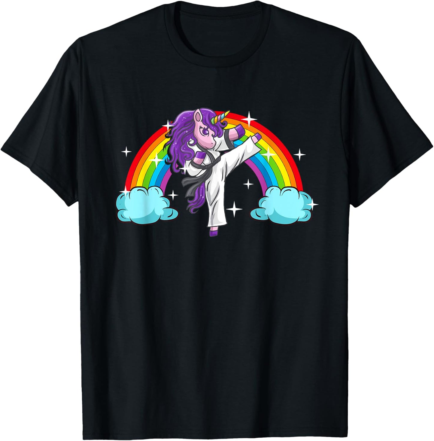 Unicorn Kung Fu Karate Marital Arts Jiu Jutsu Magical Girls T-Shirt - T-Shirt | Black