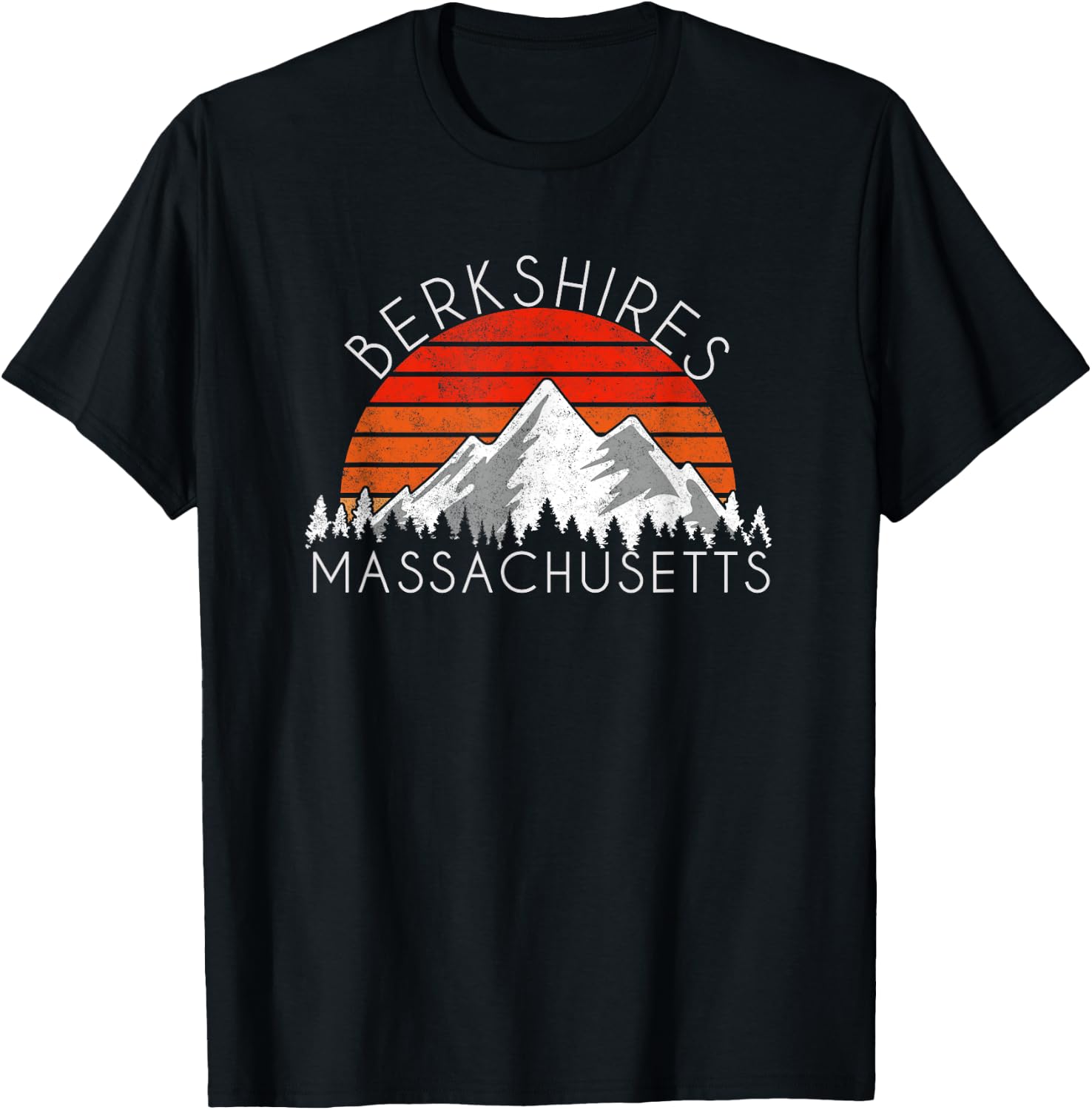 Retro Vintage Berkshires, Massachusetts Distressed T-Shirt - T-Shirt | Black