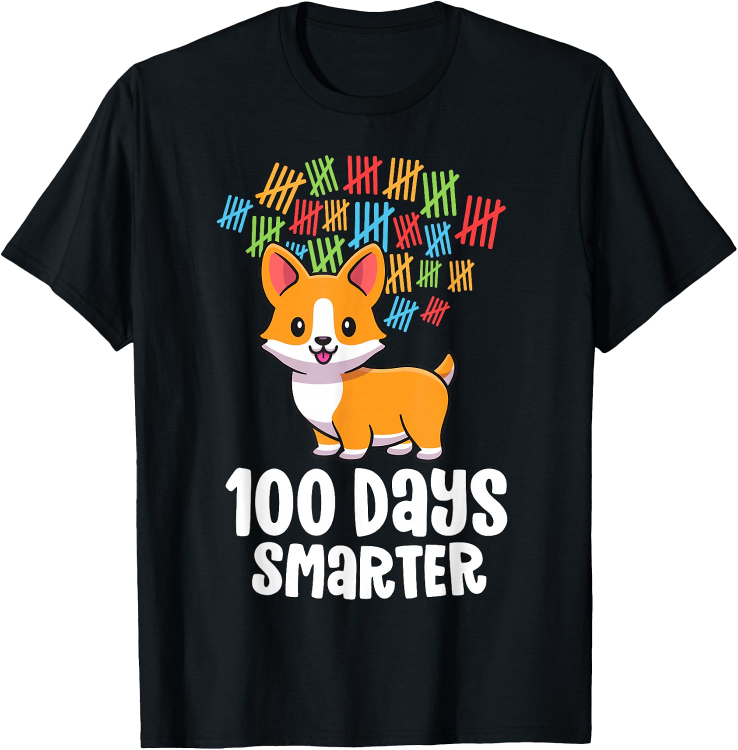 100 Days School Shirt for Girls Children Smart Corgi T-Shirt - T-Shirt | Black