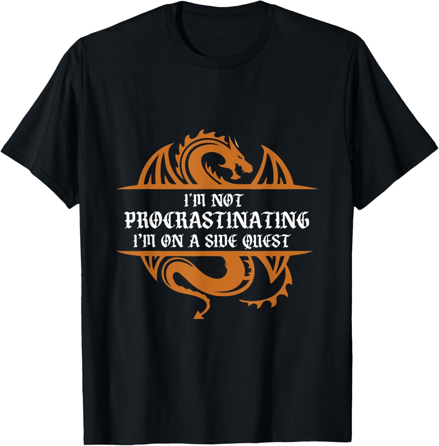 Gamer Not Procrastinating Side Quest Funny RPG Dragon Gamer T-Shirt - T-Shirt | Black