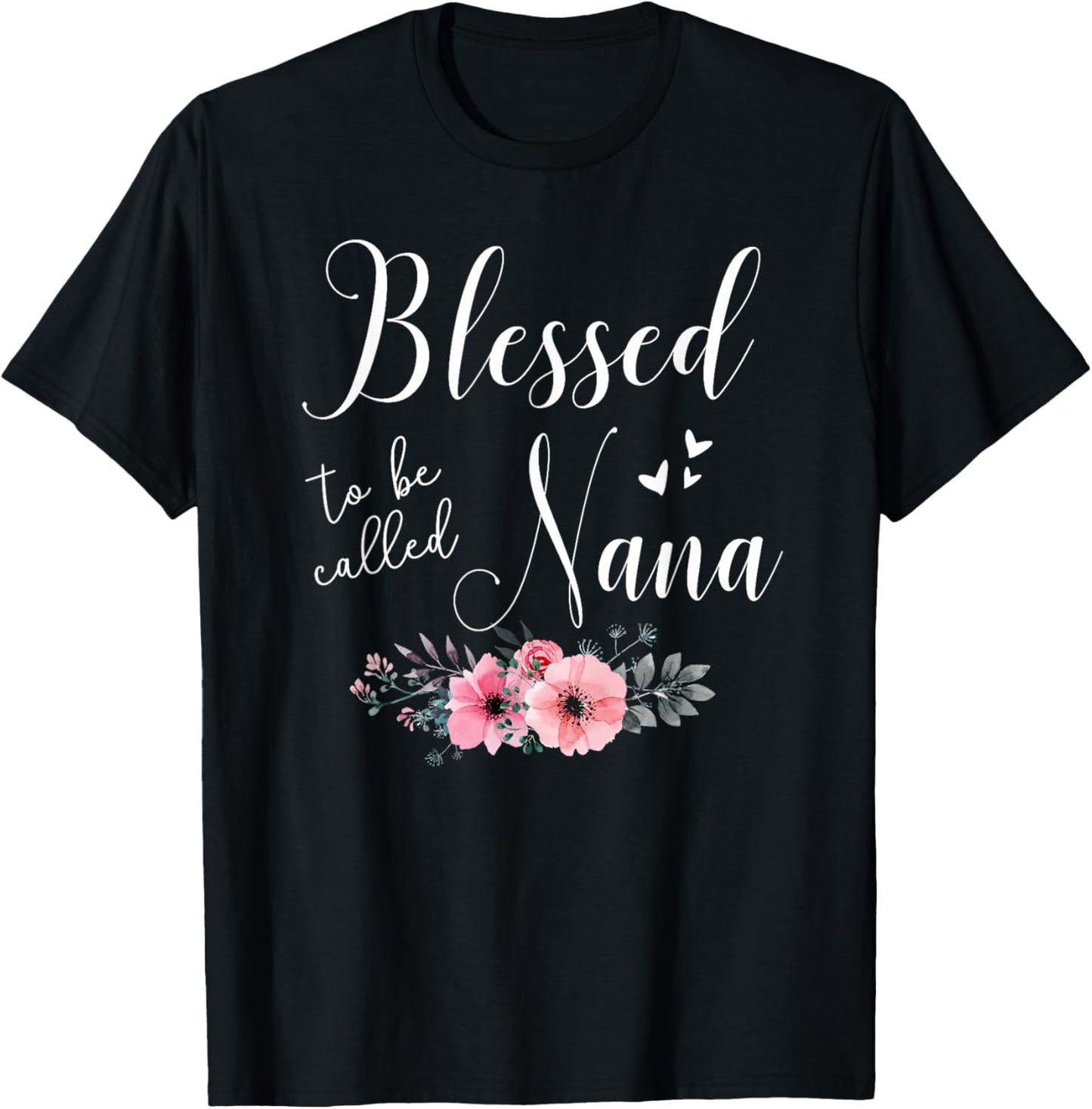 Blessed To Be Nana Women Grandma Mother's Day Christmas T-Shirt - T-Shirt | Black