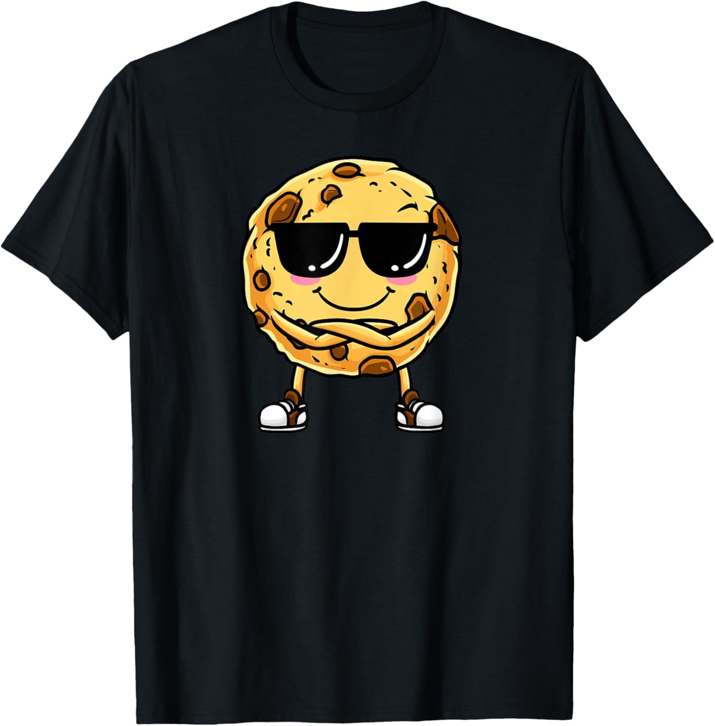 Chocolate Chip Cookie With Sunglasses Design T-Shirt - T-Shirt | Black