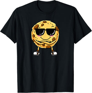 Chocolate Chip Cookie With Sunglasses Design T-Shirt - T-Shirt | Black