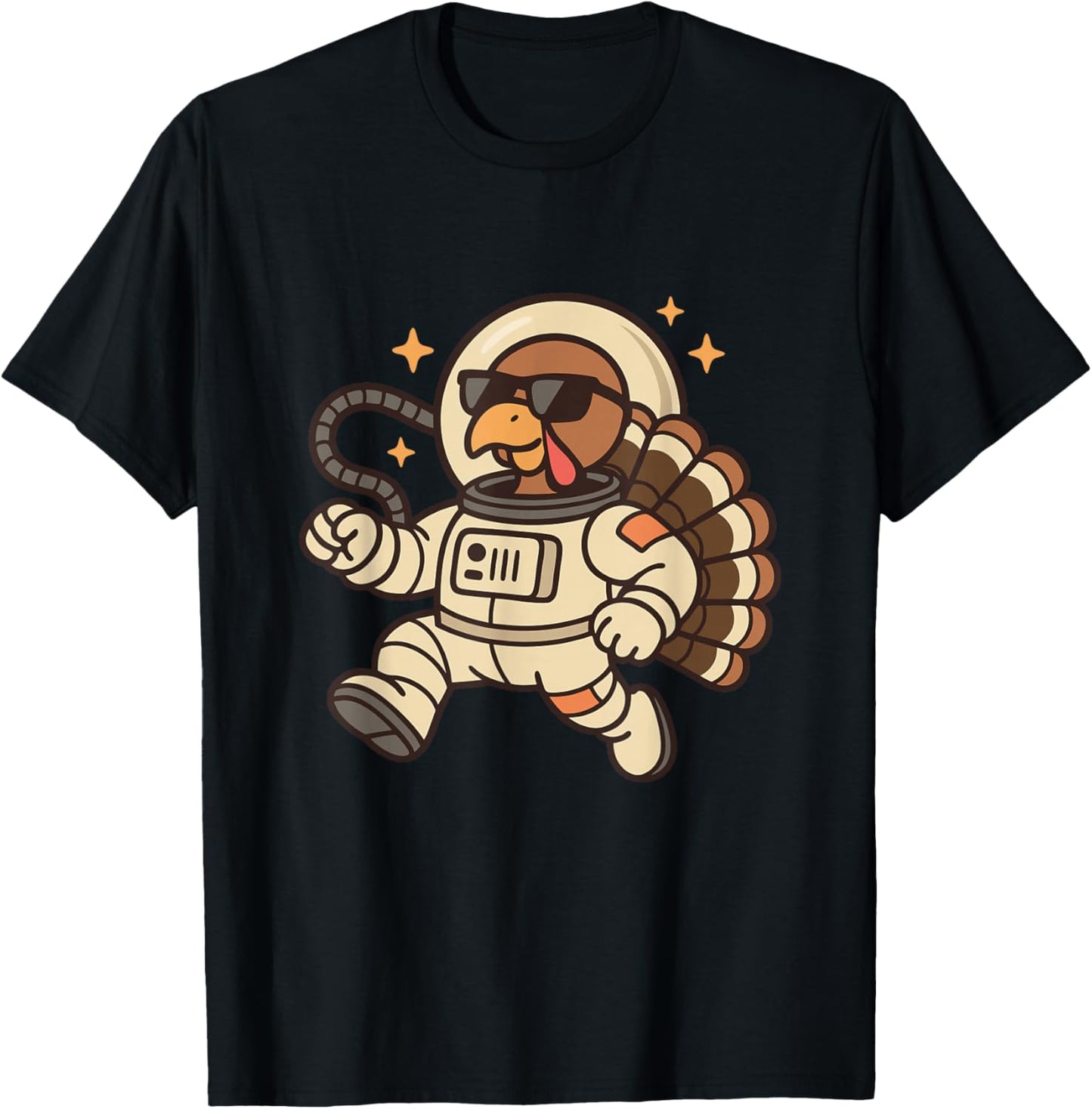 Funny Sci-Fi Astronaut - Cool Space Thanksgiving Turkey T-Shirt - T-Shirt | Black