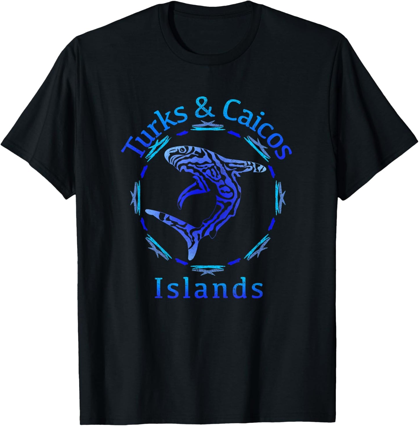 Turks & Caicos Islands / Vintage Shark Gift T-Shirt - T-Shirt | Black
