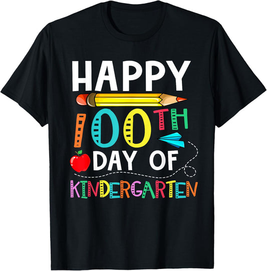 100 Days Of Kindergarten - Happy 100th Day Of School Gift T-Shirt - T-Shirt | Black