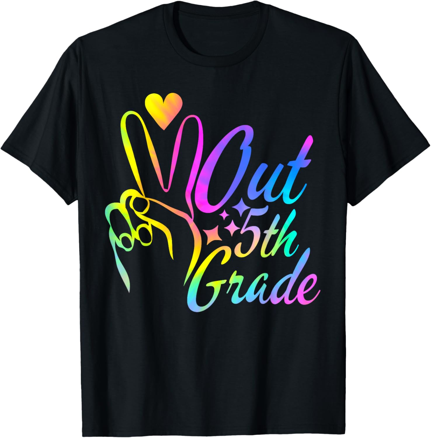 Peace Out 5th Grade Tie Dye Graduation Last Day of School T-Shirt - T-Shirt | Black
