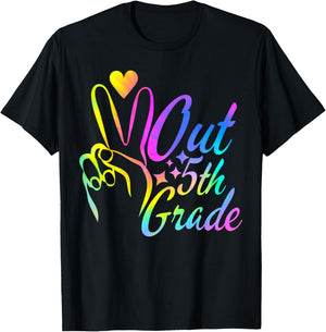 Peace Out 5th Grade Tie Dye Graduation Last Day of School T-Shirt - T-Shirt | Black