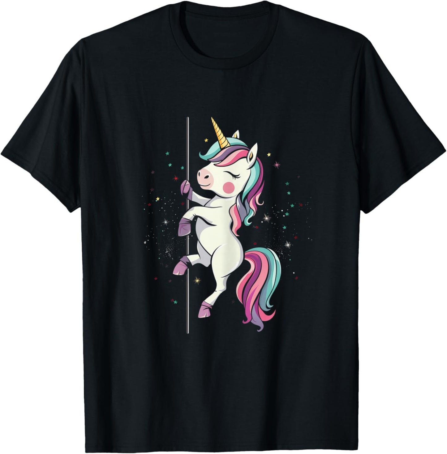Pole Dance Dancing Unicorn Exotic Dancer Funny Cute T-Shirt - T-Shirt | Black