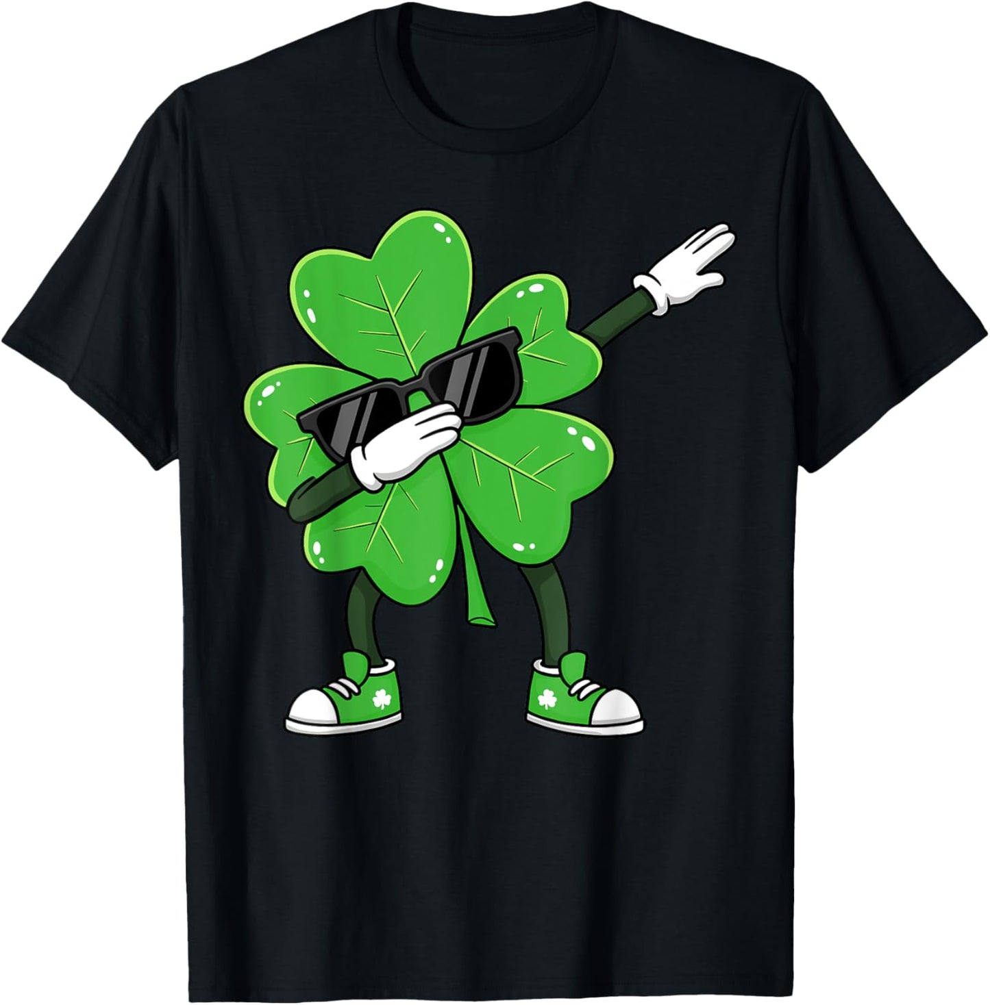 Dabbing Shamrock St Patricks Day Funny Boys Girls Kids Dab T-Shirt - T-Shirt | Black