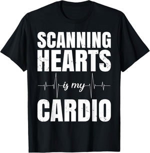Cardiac Sonographer - Scanning Hearts Is My Cardio T-Shirt - T-Shirt | Black