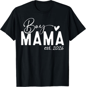 Boy Mama Est 2026 Boy Mom Pregnancy Announcement Mom of Boys T-Shirt - T-Shirt | Black