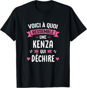 Woman Humor Personalized Gift Kenza Qui Déchire , Black, Female X-Small T-Shirt - T-Shirt | Black