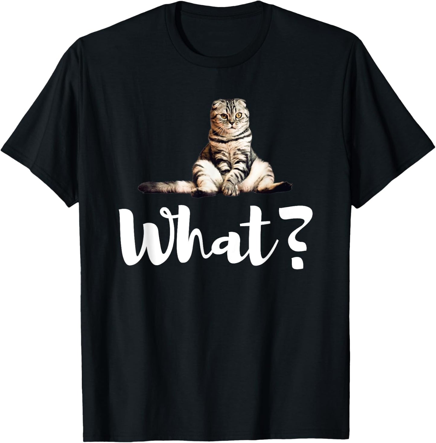 Scottish Fold Cats Funny What Cute Kitten Gifts T-Shirt - T-Shirt | Black