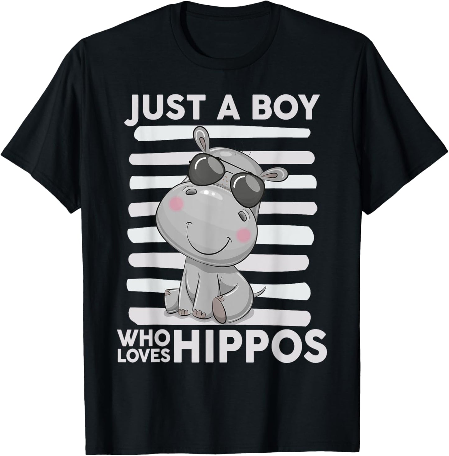 Kids Hippo-Shirt Boys Toddler Just A Boy Who Loves Hippos T-Shirt - T-Shirt | Black