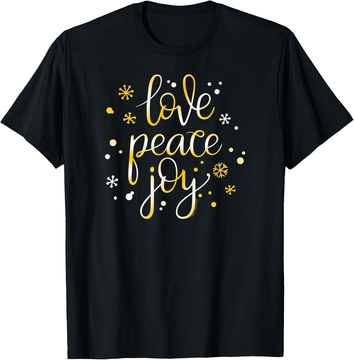 Pretty Holiday Love Peace and Joy Christmas T-Shirt - T-Shirt | Black