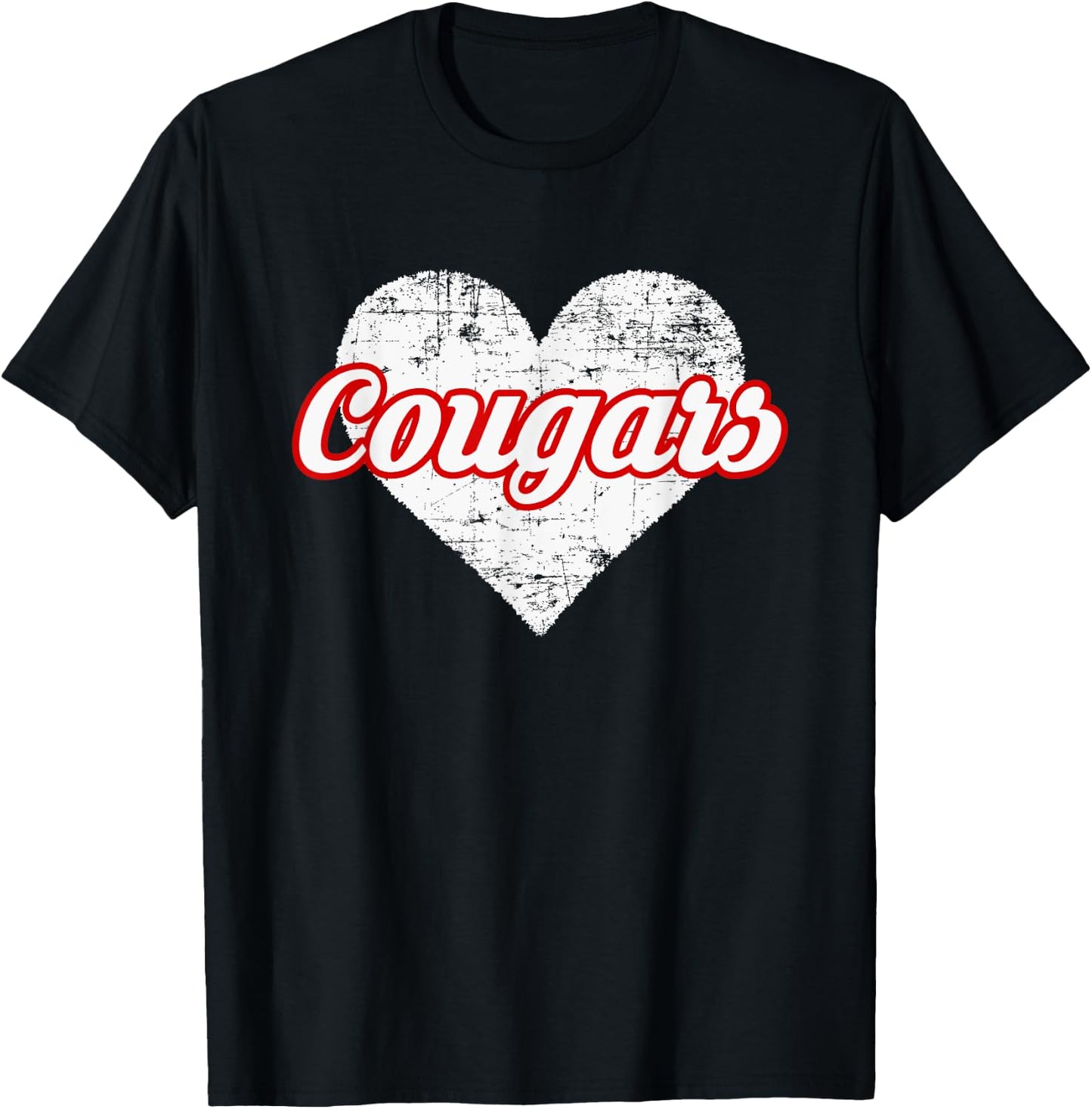Hazleton Area Cougars Over Heart T-Shirt - T-Shirt | Black
