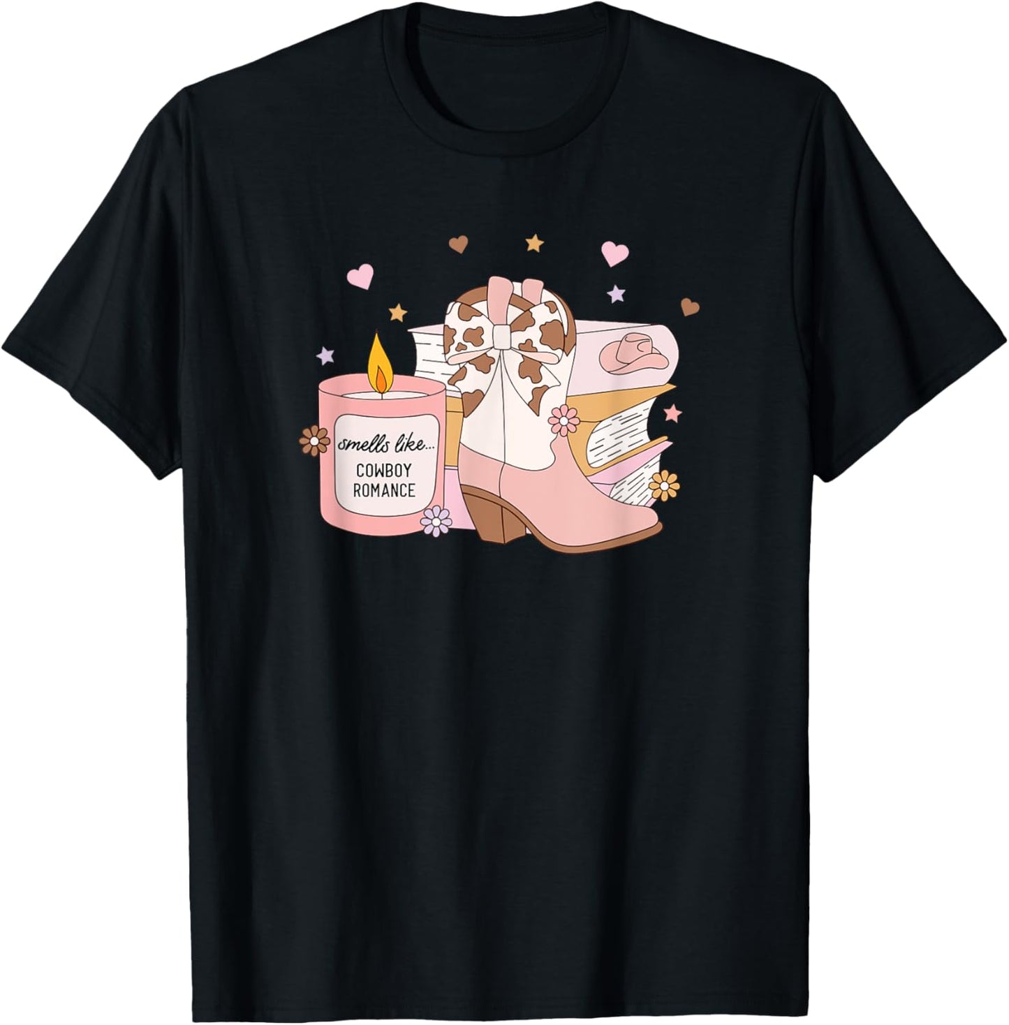 Smells Like Cowboy Romance, Funny Book Lover T-Shirt - T-Shirt | Black