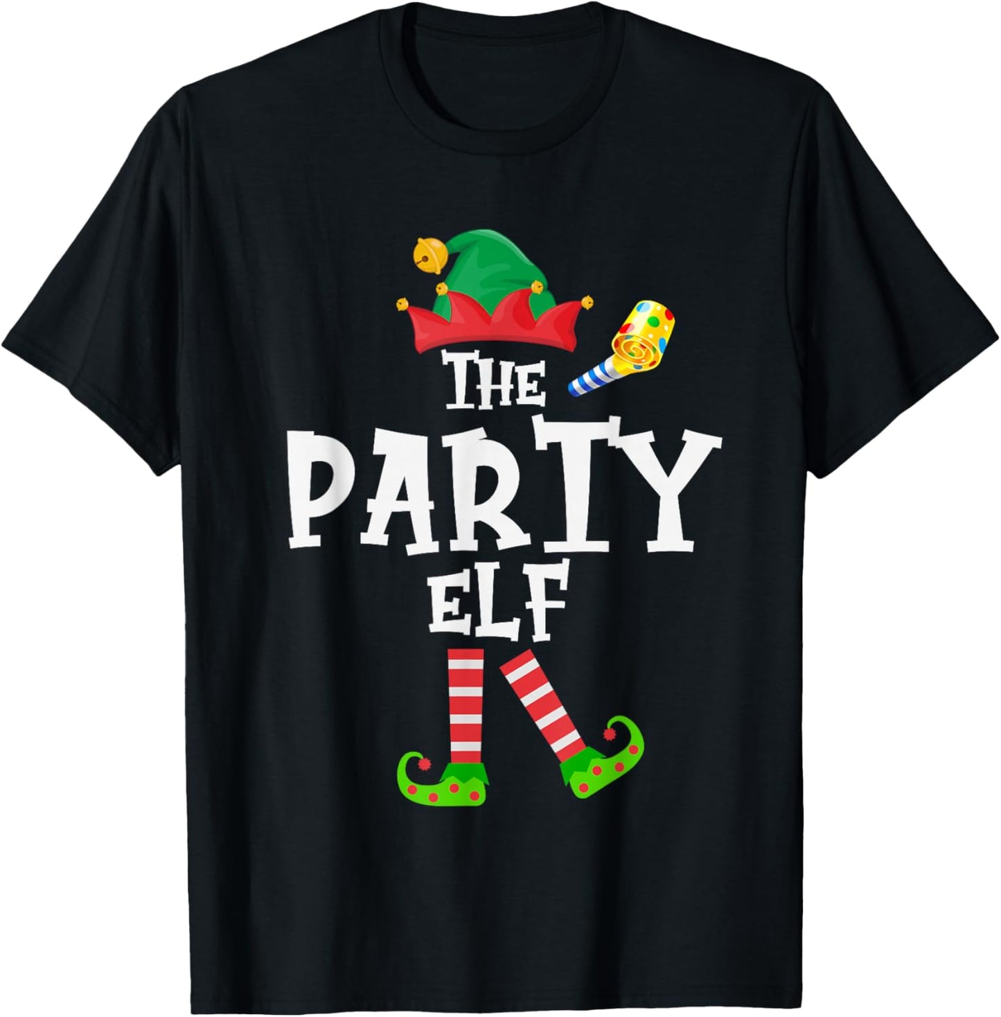 The Party Elf - Funny Matching Family Group Christmas T-Shirt - T-Shirt | Black