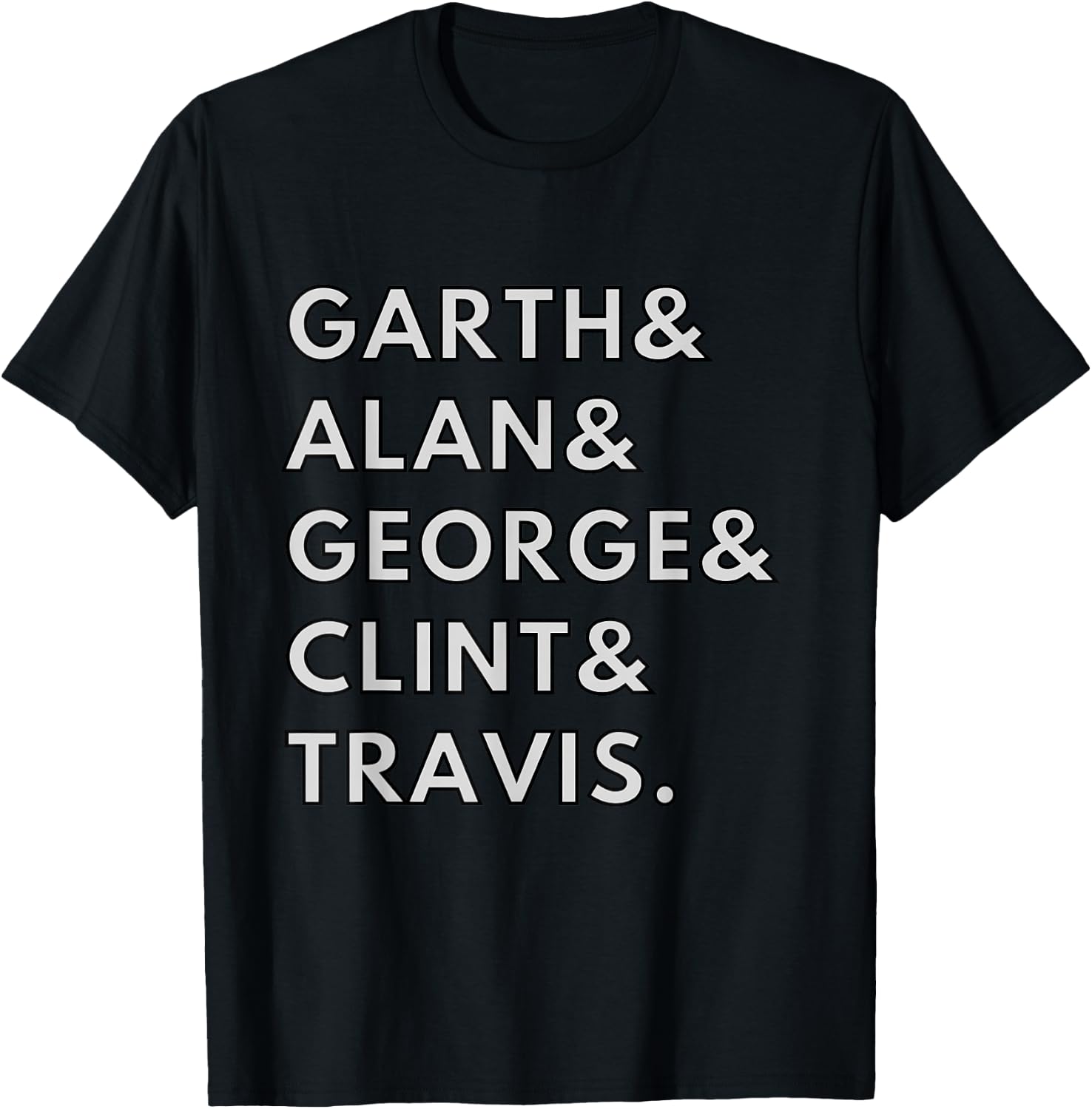 90s Country Men Singers Garth & Clint Alan George Travis T-Shirt - T-Shirt | Black