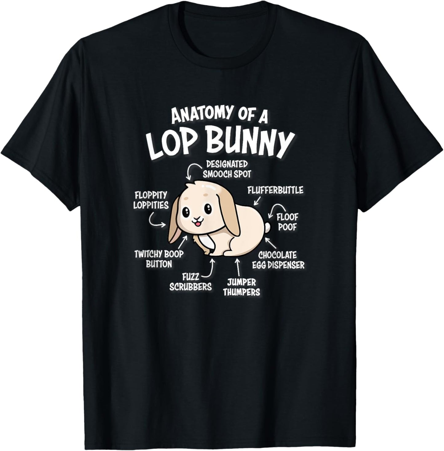 Anatomy of Mini Holland Lop Bunny Rabbit Lover T-Shirt - T-Shirt | Black